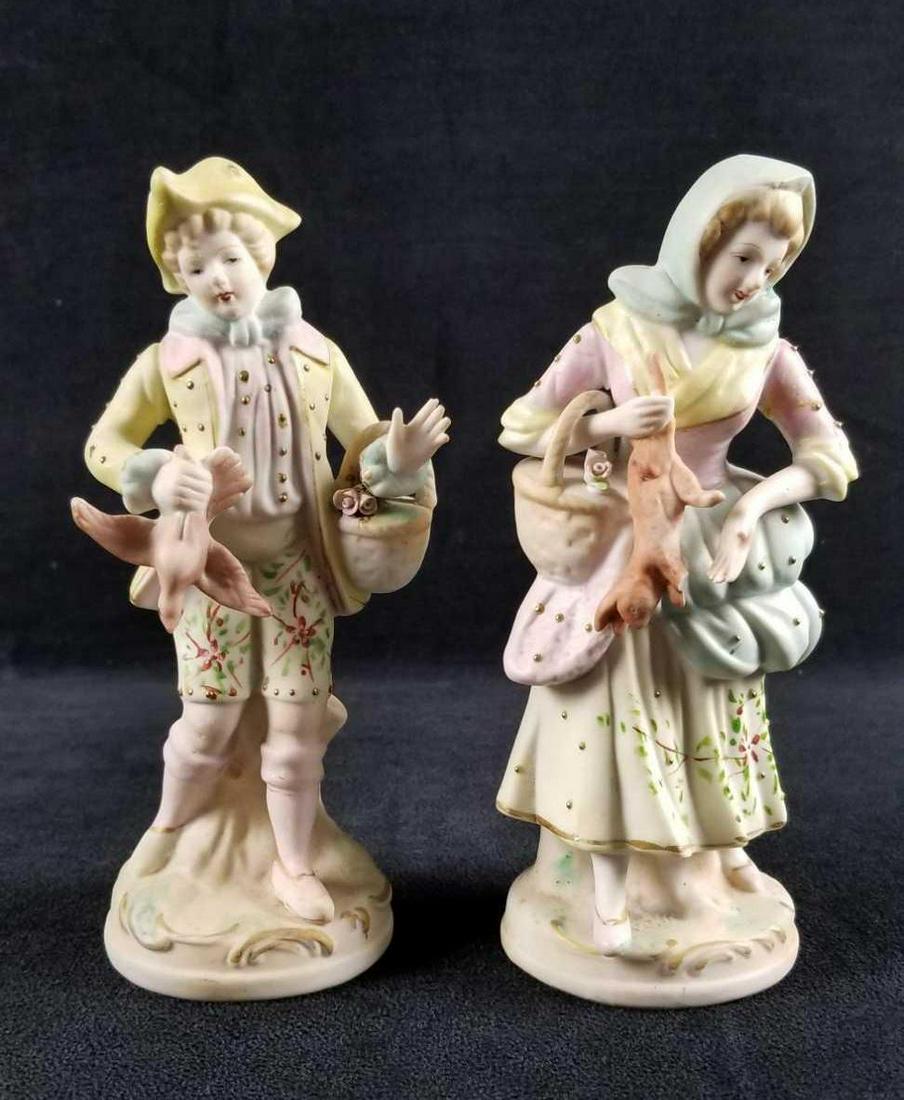 Ceramic Porcelain Male and Female Hunting Victorian Bisque Figurines (1 of 10)