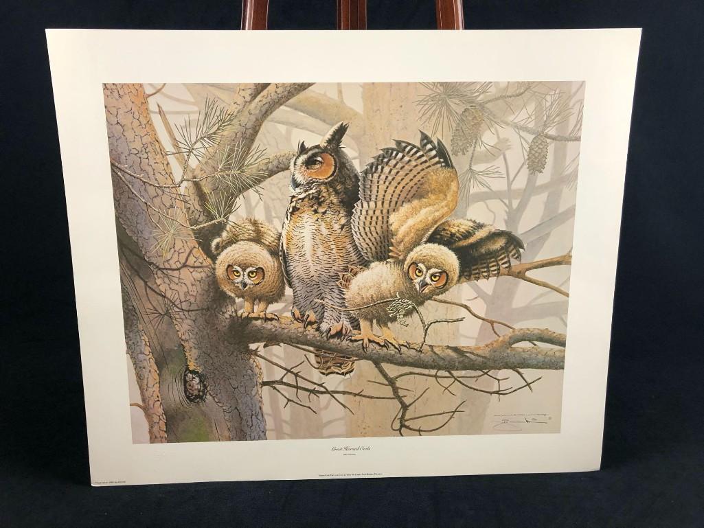 Wildlife Artist Jim Oliver Great Horned Owl Signed (1 of 7)