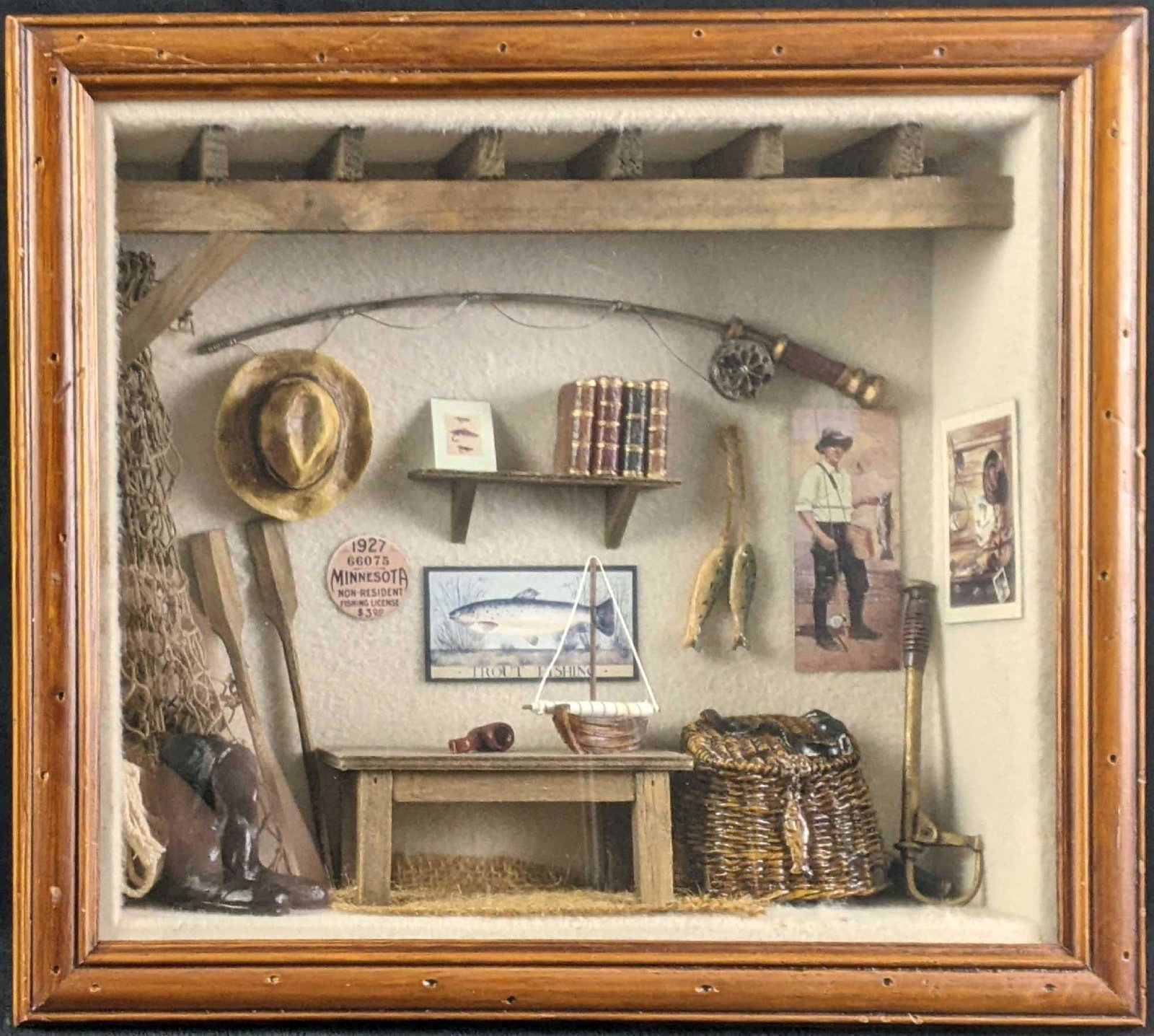 3D Wooden Shadow Box Fishing Cabin Nautical Scene (1 of 8)