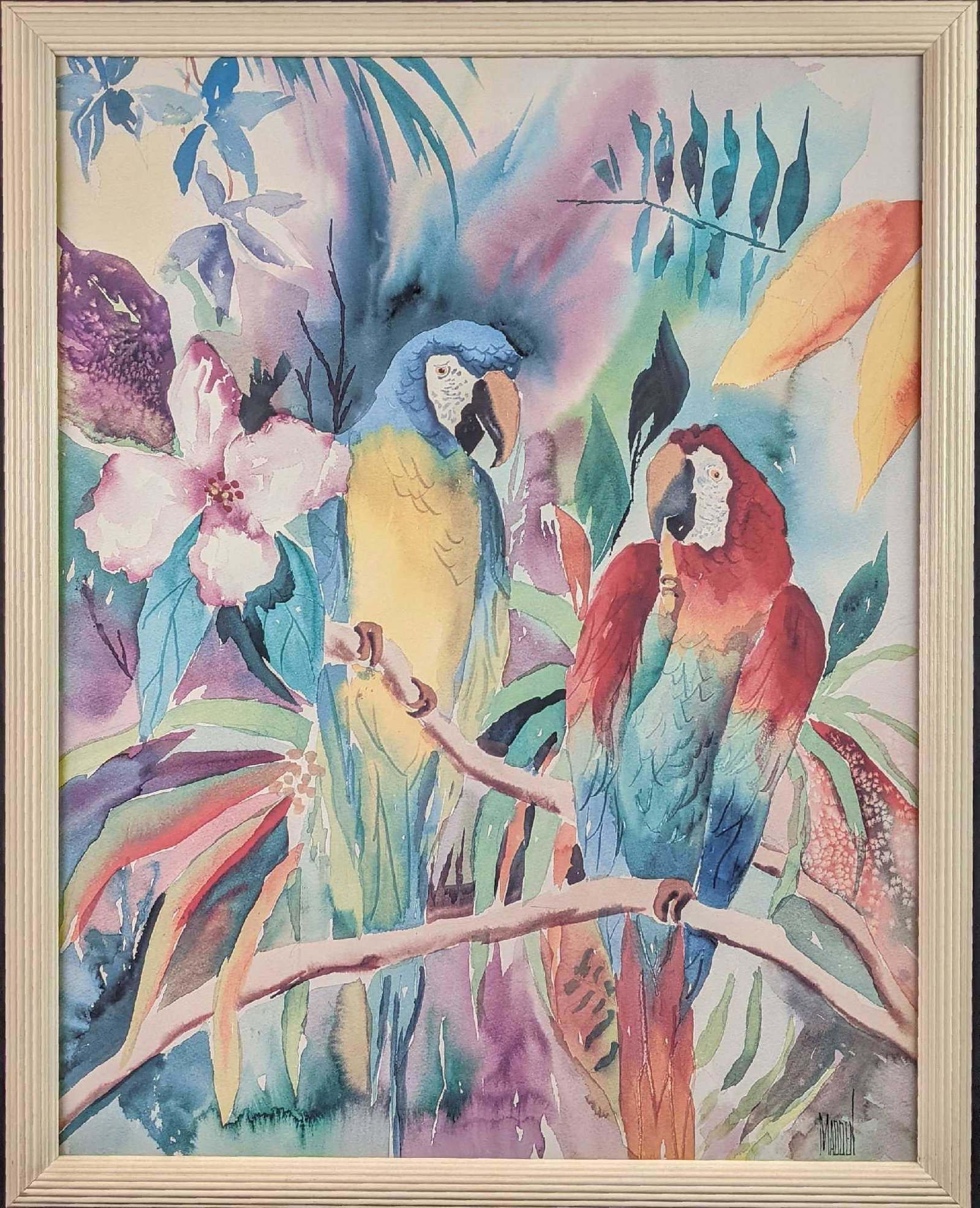 Framed Terry Madden Parrots on Branch Print (1 of 6)