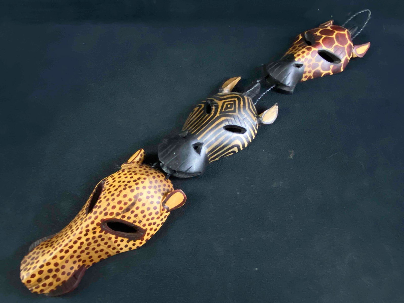 Handmade Kenya Decorative Wood 3 Animal Masks (1 of 8)