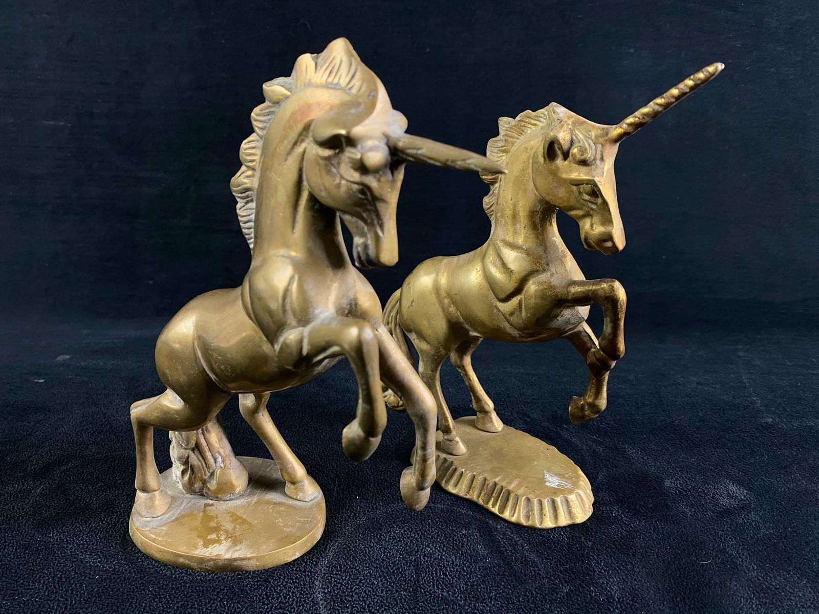 Vintage Pair Solid Brass Mystical Unicorn / Horses Figures (1 of 10)