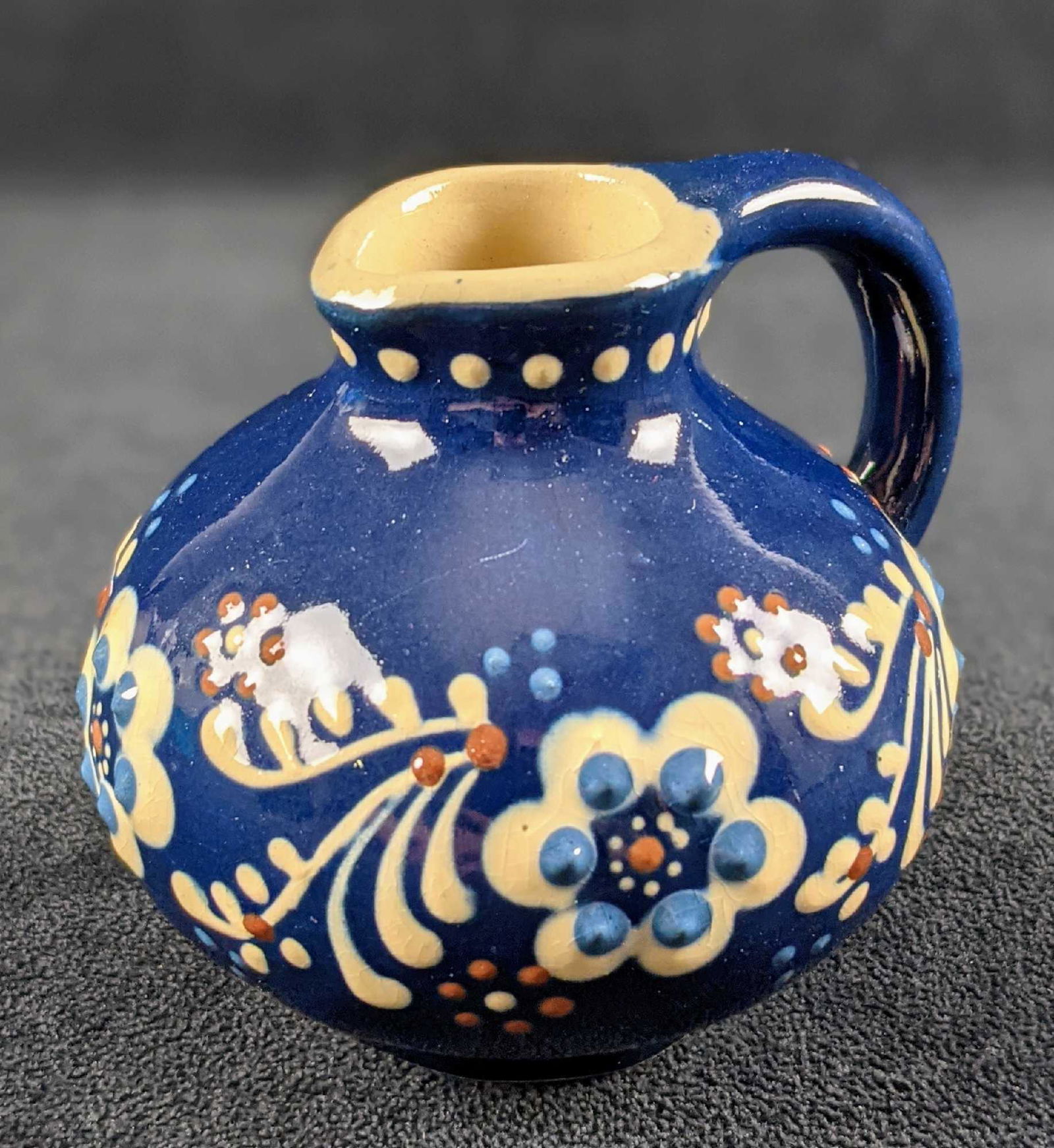 Glossy Blue Ceramic Pottery Bud Vase Pitcher (1 of 6)