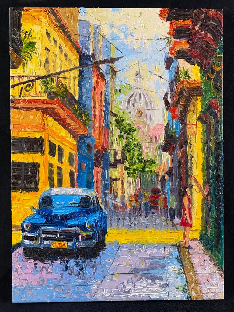 Impressionist-Style Cuban Street Scene Painting (1 of 5)