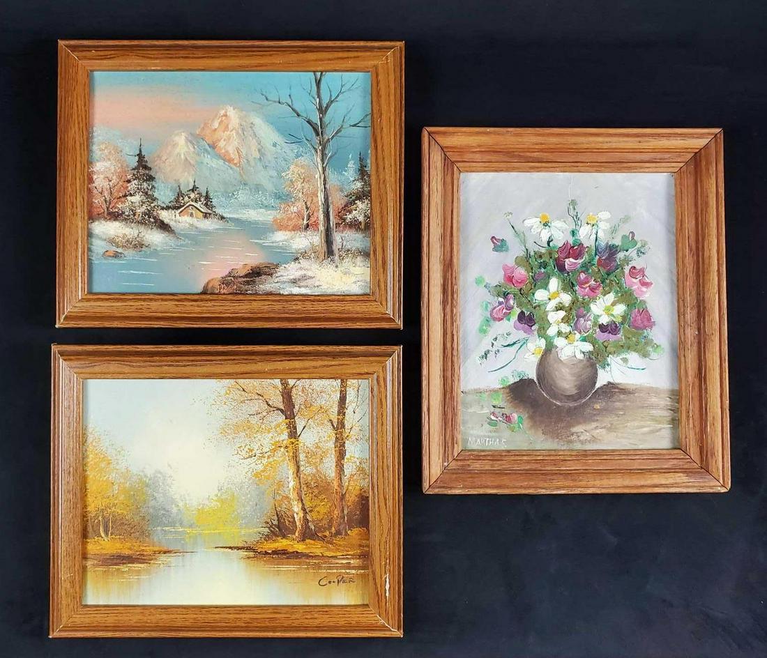 3 Vintage Original Acrylic Paintings Landscape Still Life (1 of 18)