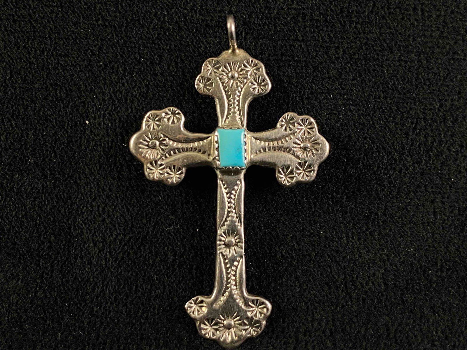 Vintage Sterling Southwestern Turquoise Cross (1 of 7)