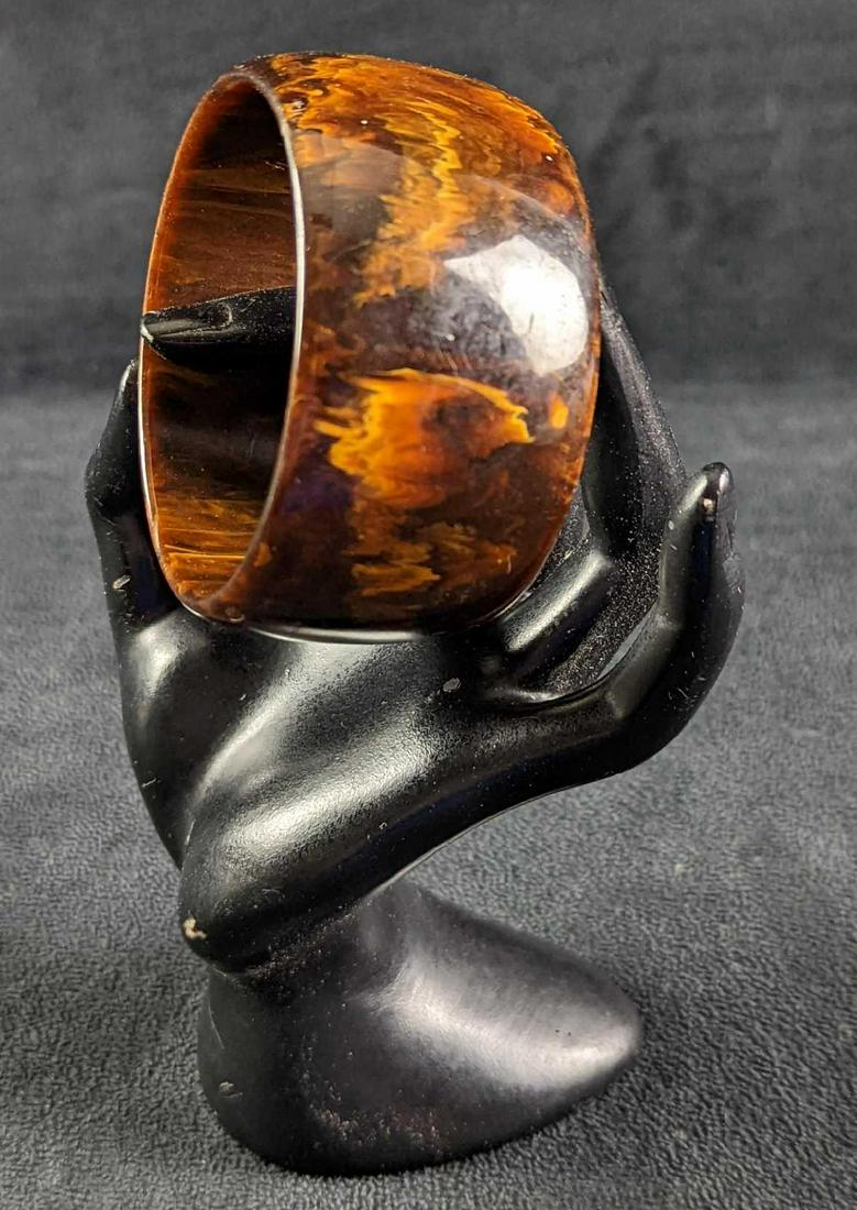 Vintage Brown Marbled Bakelite Bangle Bracelet (1 of 8)