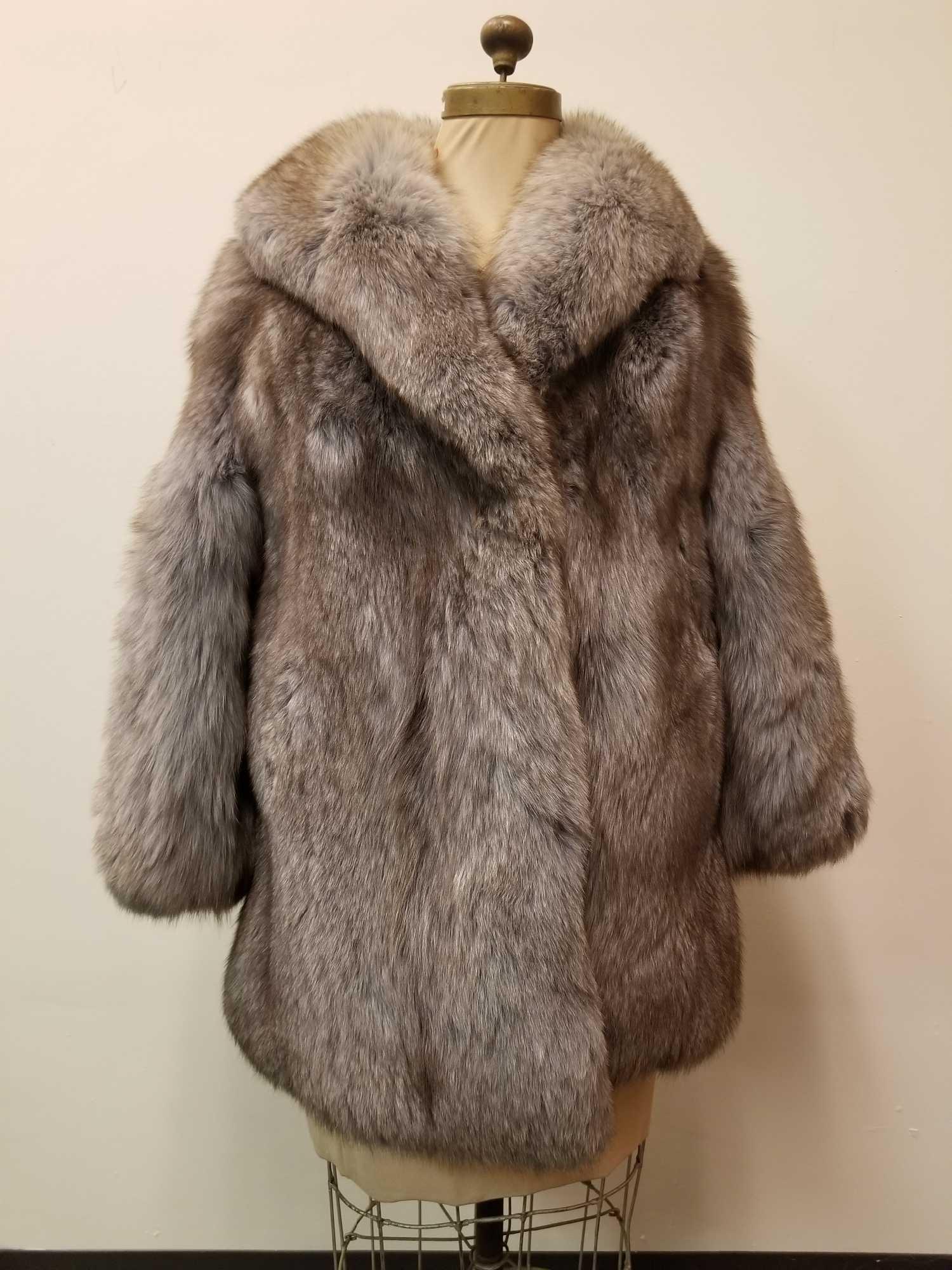 Blue And Brown dyed Fox Fur Coat (1 of 4)