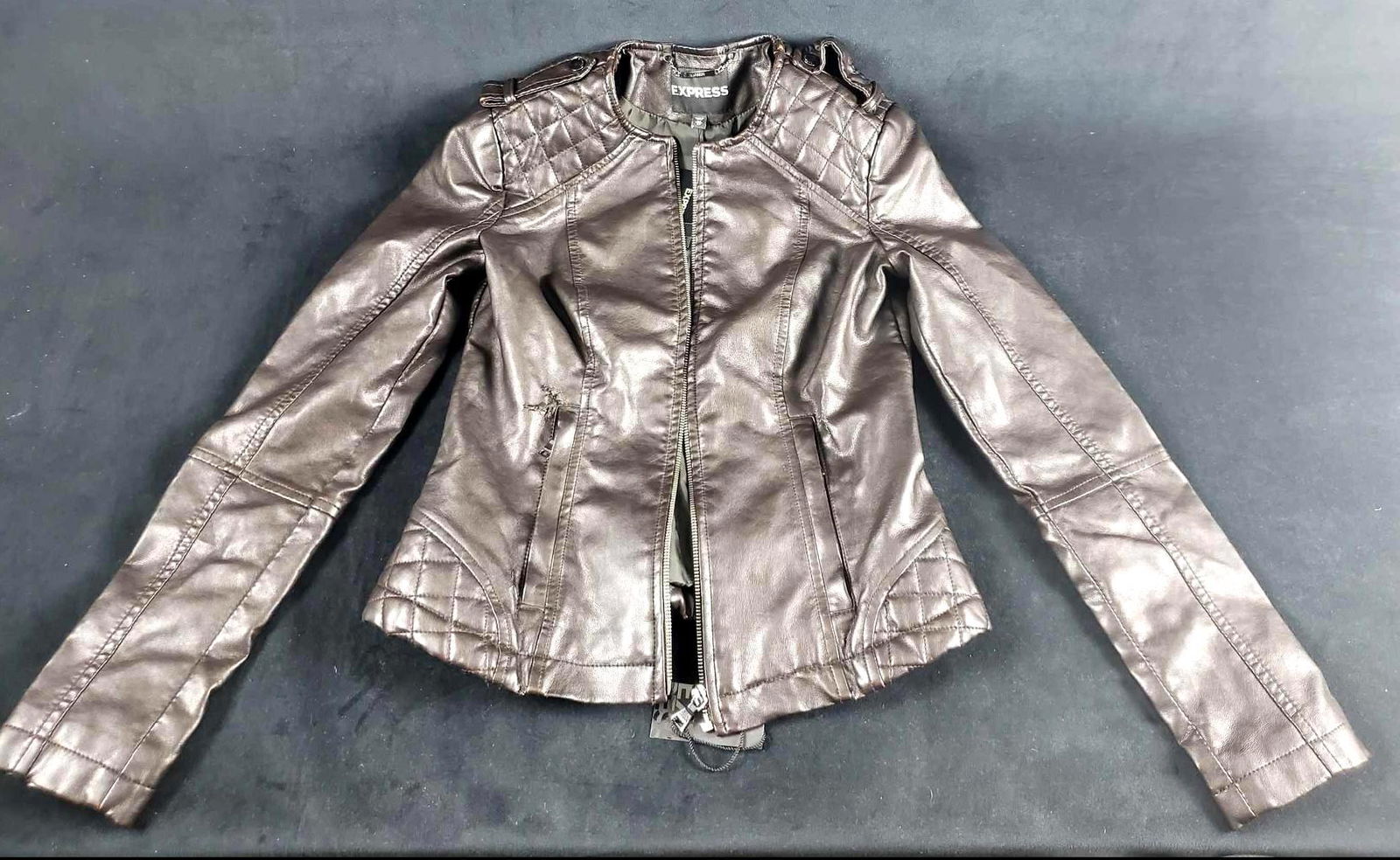 XS Womens Express Faux Leather Jacket (1 of 7)