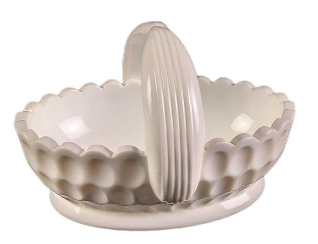 Vintage Milk Glass Split Handle Candy Basket (1 of 6)