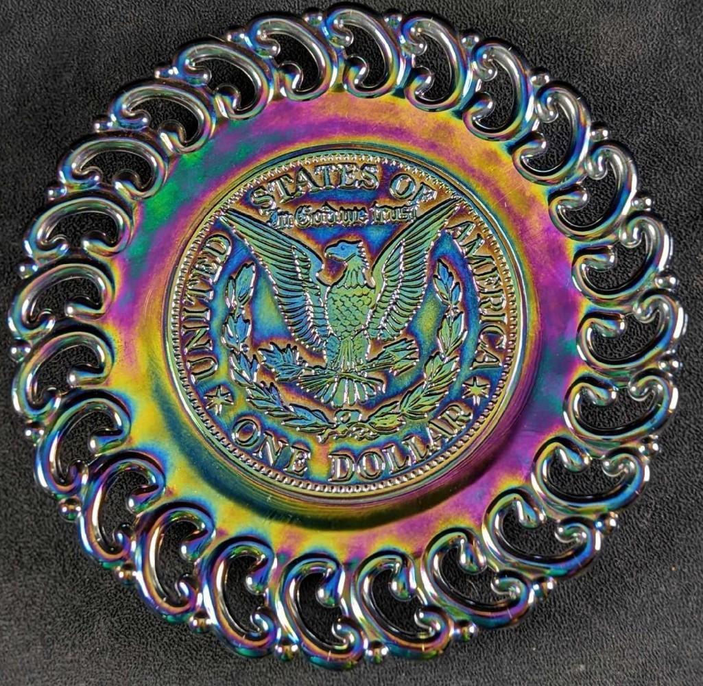 Vintage Carnival Iridescent Glass USA One Dollar Plate (1 of 9)