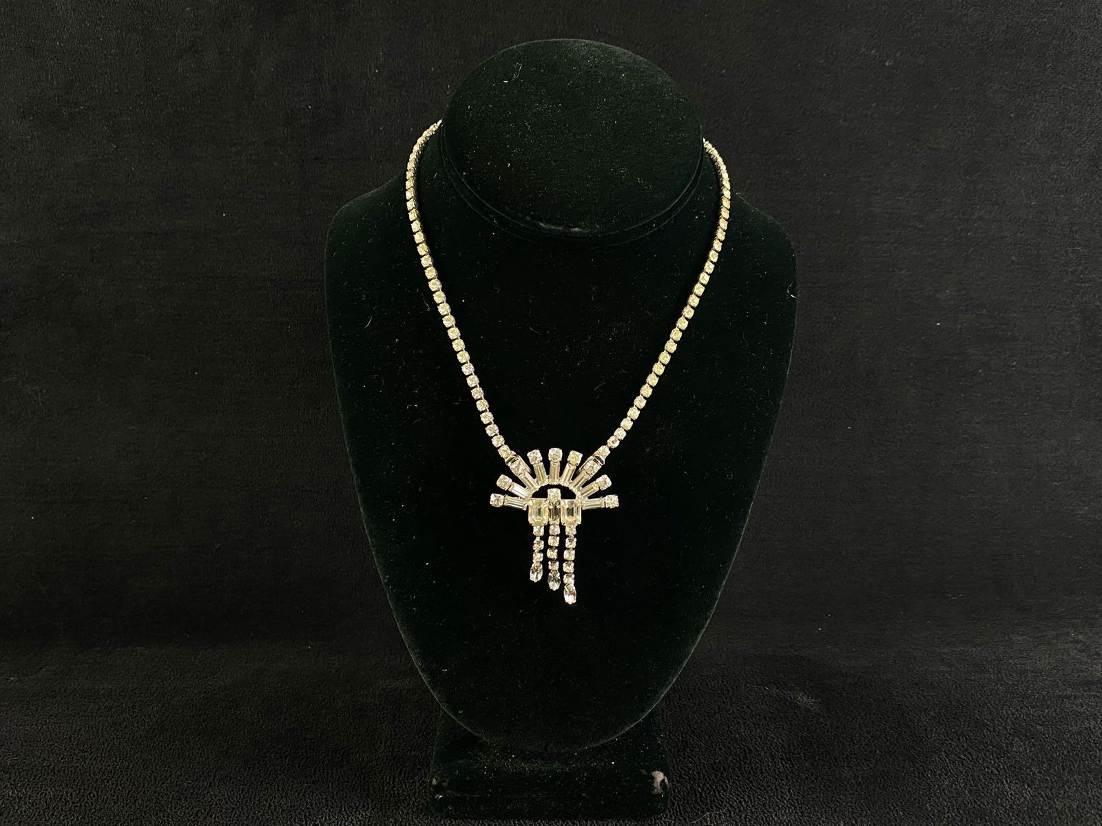 Antique Designer Walter Lampl Sterling Brooch Rhinestone Necklace (1 of 11)