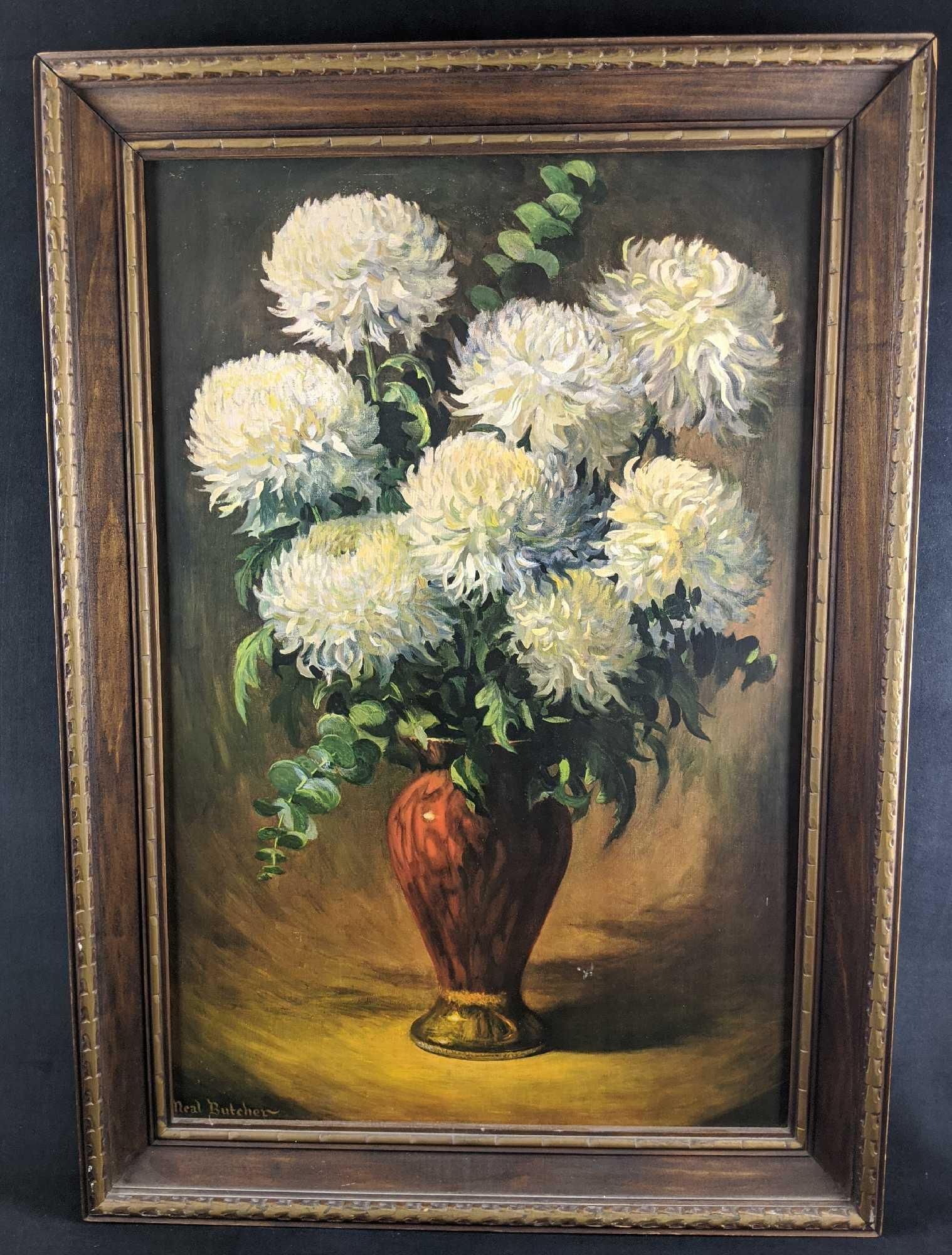 LARGE Vintage Framed Neal Butcher Print On Wood (1 of 10)