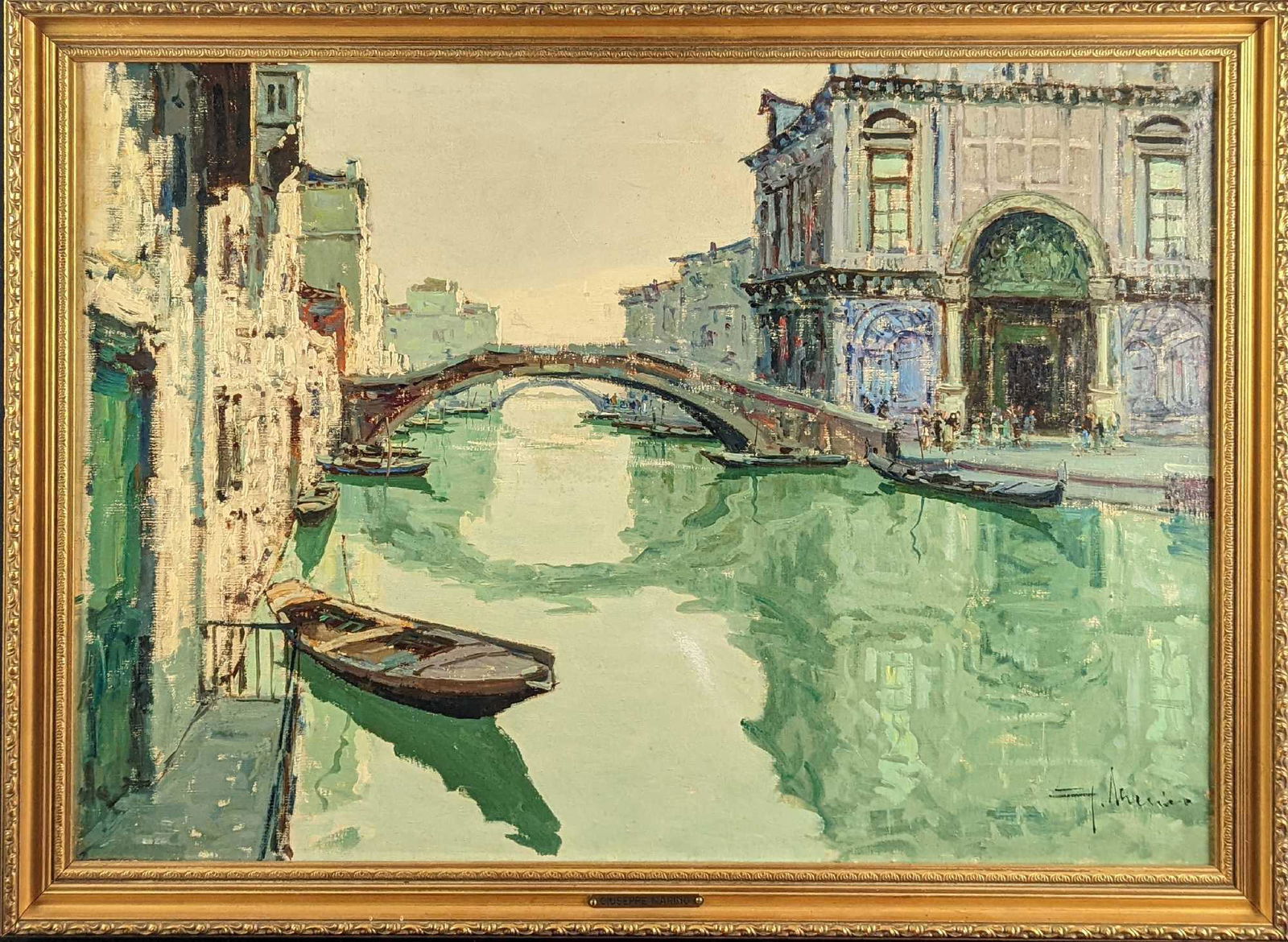 Framed Giuseppe Marino Oil On Canvas Venice Canal (1 of 6)