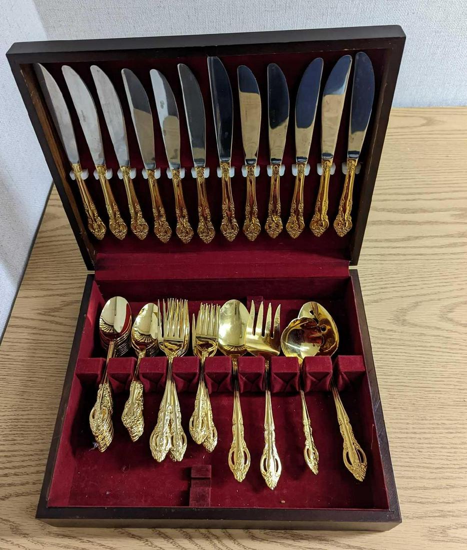 56 Piece Estia Gold Plated Flatware With Box (1 of 16)
