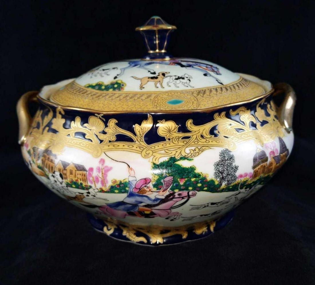 Antique Chinese Qianlong Fox Hunt Serving Bowl (1 of 10)