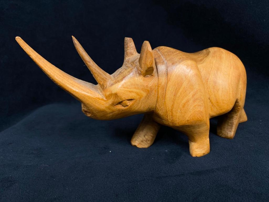 Wooden-Carved Rhino Statue (1 of 5)