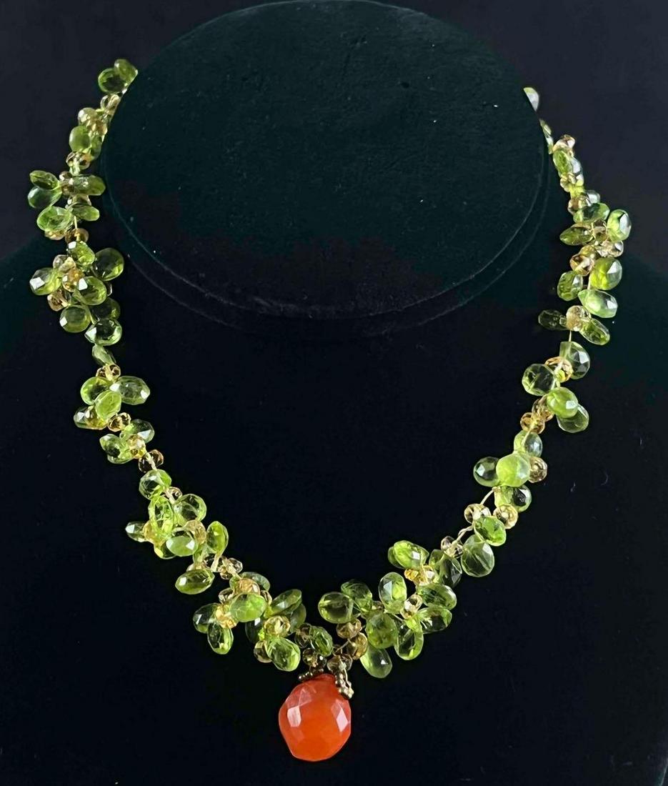 Natural Gemstone Necklace Carnelian, Peridot (1 of 5)