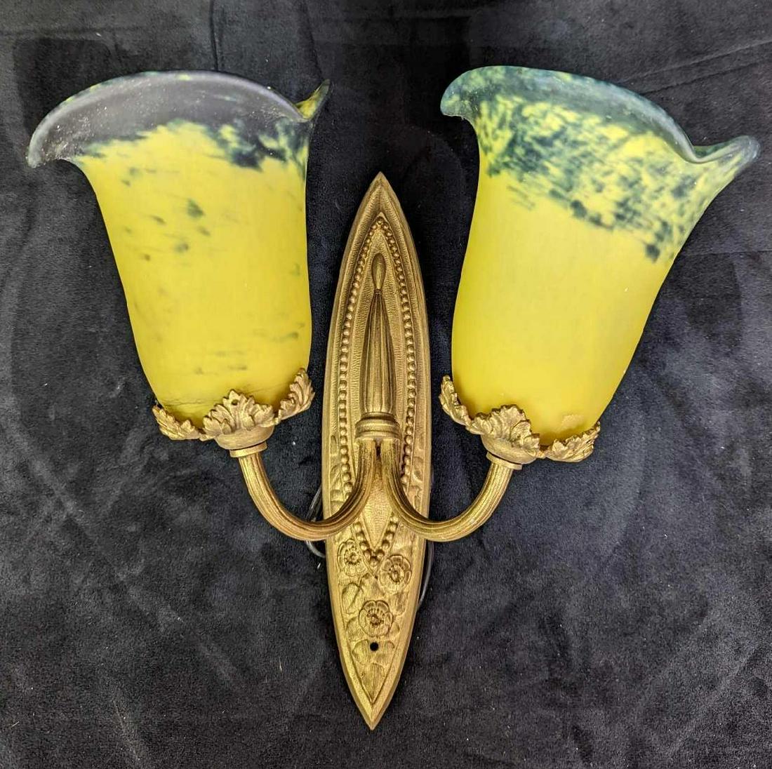 Colorful Muller Freres Style Glass & Metal Wall Sconces (1 of 5)