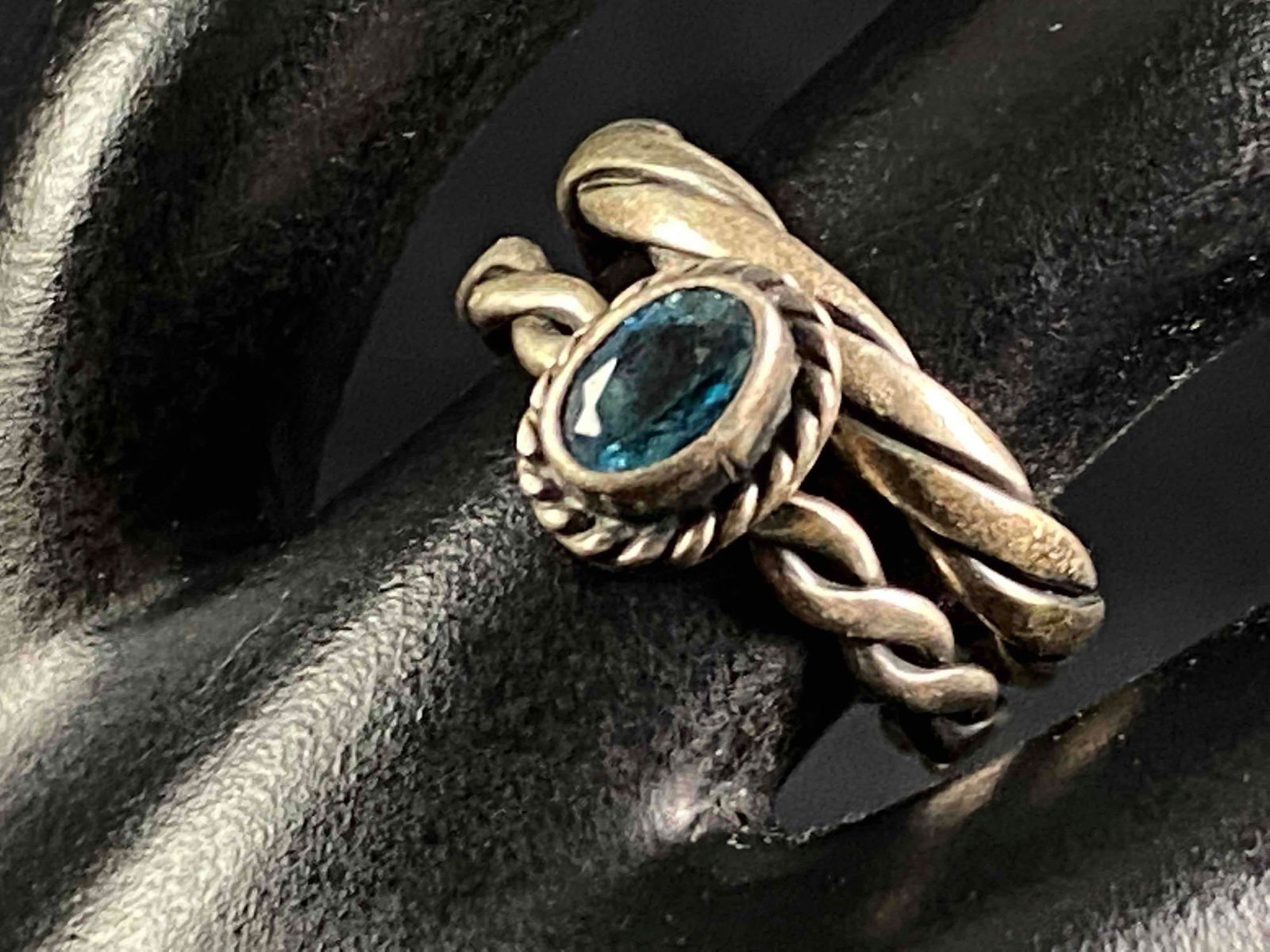 Two Vintage Sterling Twist Band & Topaz Rings (1 of 4)