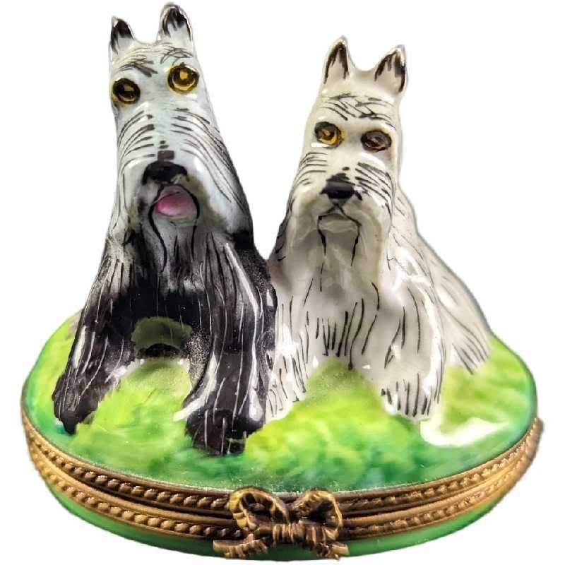 Limoges French Porcelain Schnauzers Trinket Box (1 of 8)