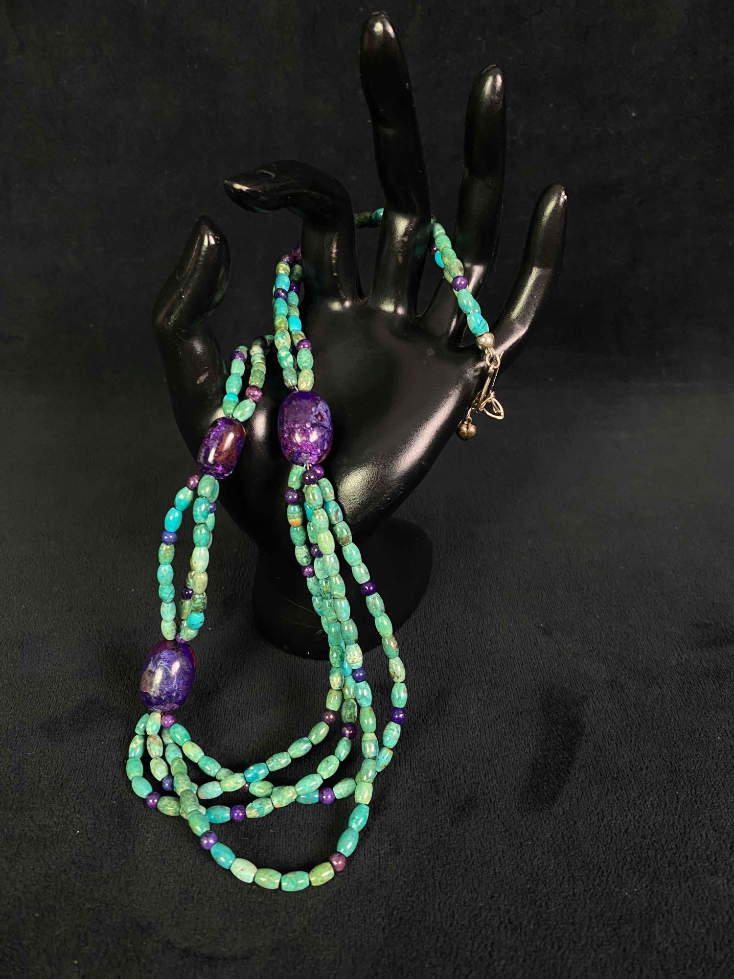 Designer Jay King Mine Finds Turquoise & Bolder Opal Beaded Sterling Necklace (1 of 5)