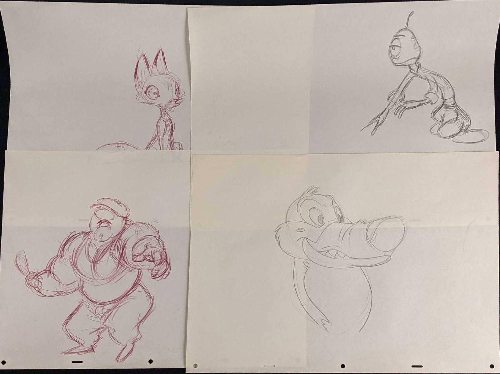 4 Original Disney Artist Drawn Animation Production Sketches Pleakley (1 of 5)