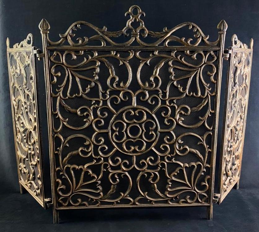 Metal Tri-Fold Fireplace Screen (1 of 7)