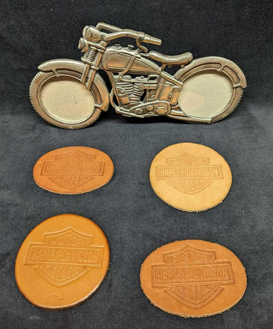 Motorcycle Picture Frame & Harley Davidson Leather Patches (1 of 7)