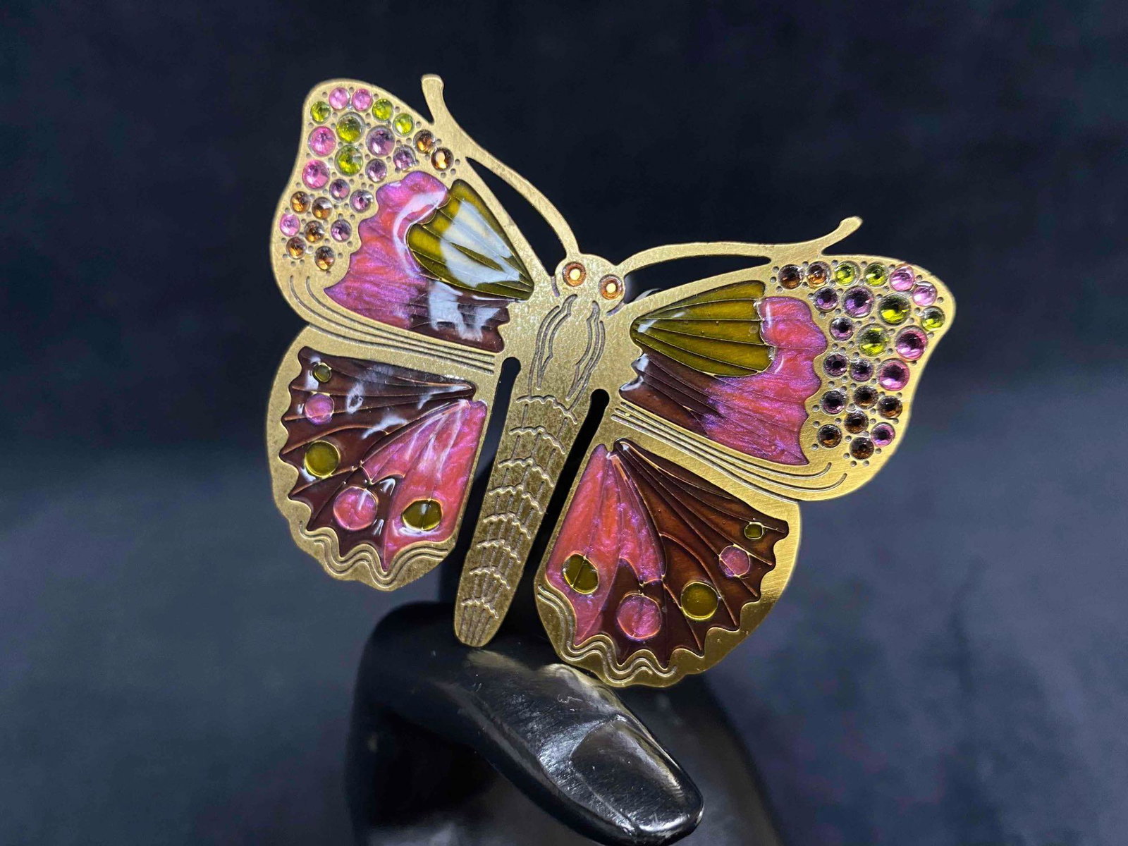 Designer Jay Strongwater Elegant Butterfly Bookmark: The internationally known American designer Jay Strongwater brings back to us the beauty and elegance of the old world. This exclusive design is hand-enameled on metal and adorned with Swarovski cryst