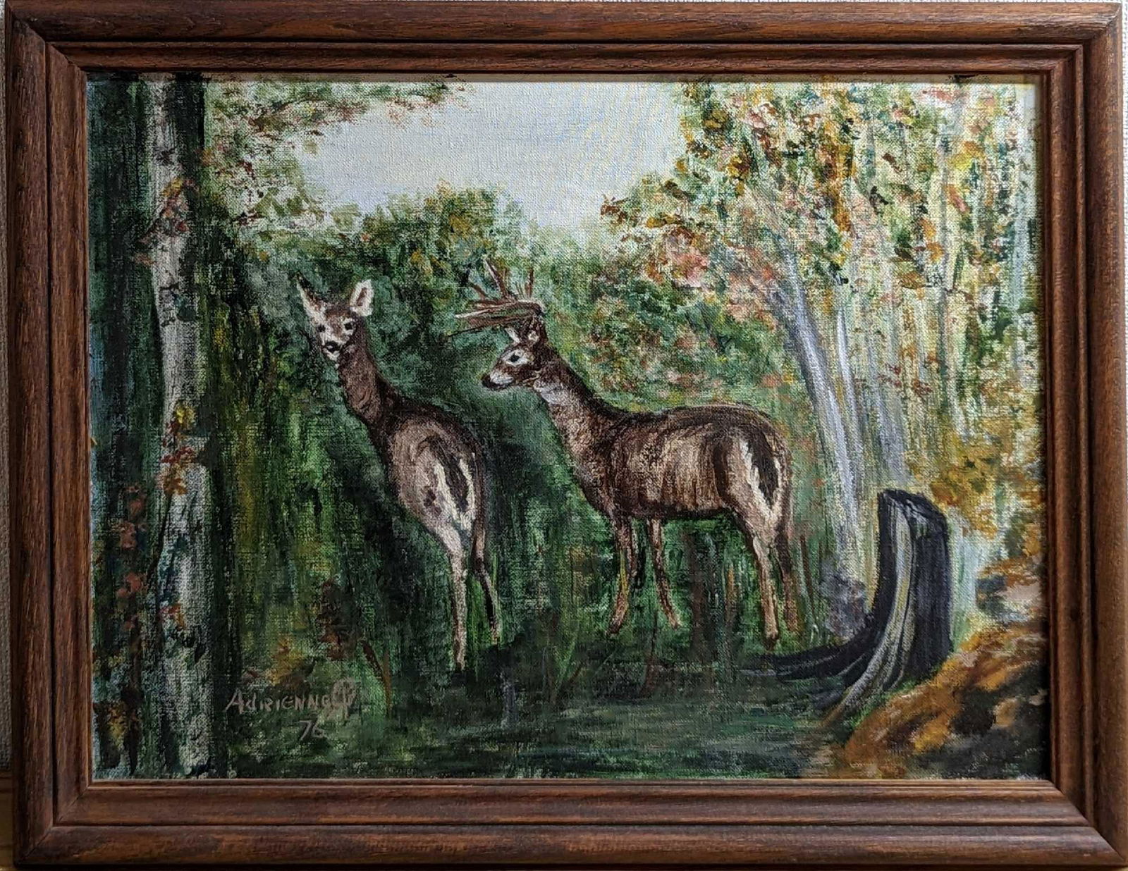 Vintage Framed Acrylic On Canvas Panel In The Woods (1 of 6)