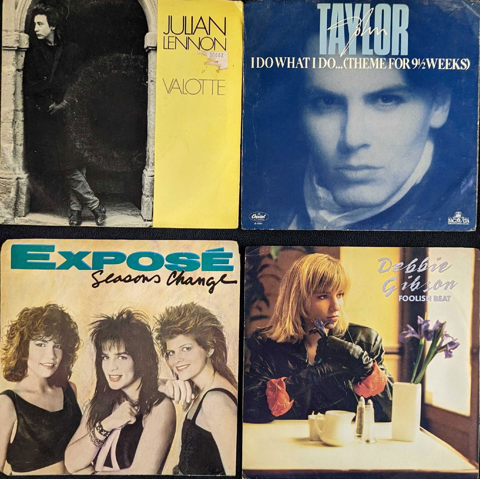 4 Debbie Gibson Expose John Taylor Julian Lennon 7" Singles: This lot includes: (1) Debbie Gibson â€“ Foolish Beat. This was released by Atlantic in 1987. (1) Expose â€“ Seasons Change. This promo single was released by Arista in 1987. (1) John Taylor