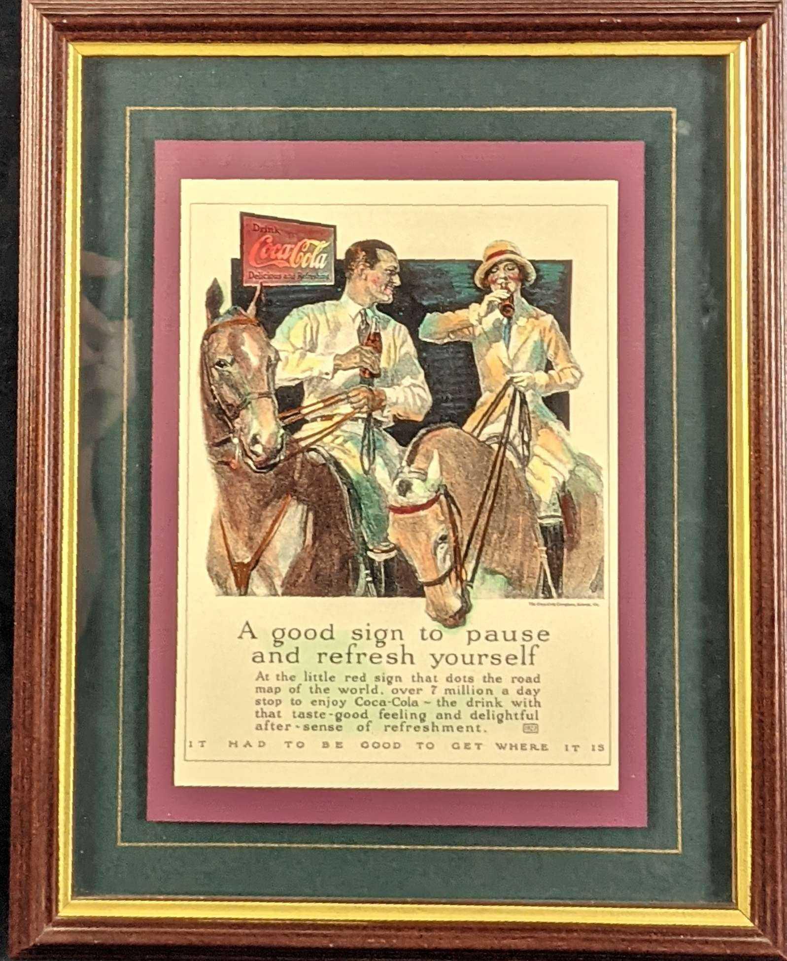 Blue Owl Framed Coca Cola Hand Watercolored Print (1 of 6)