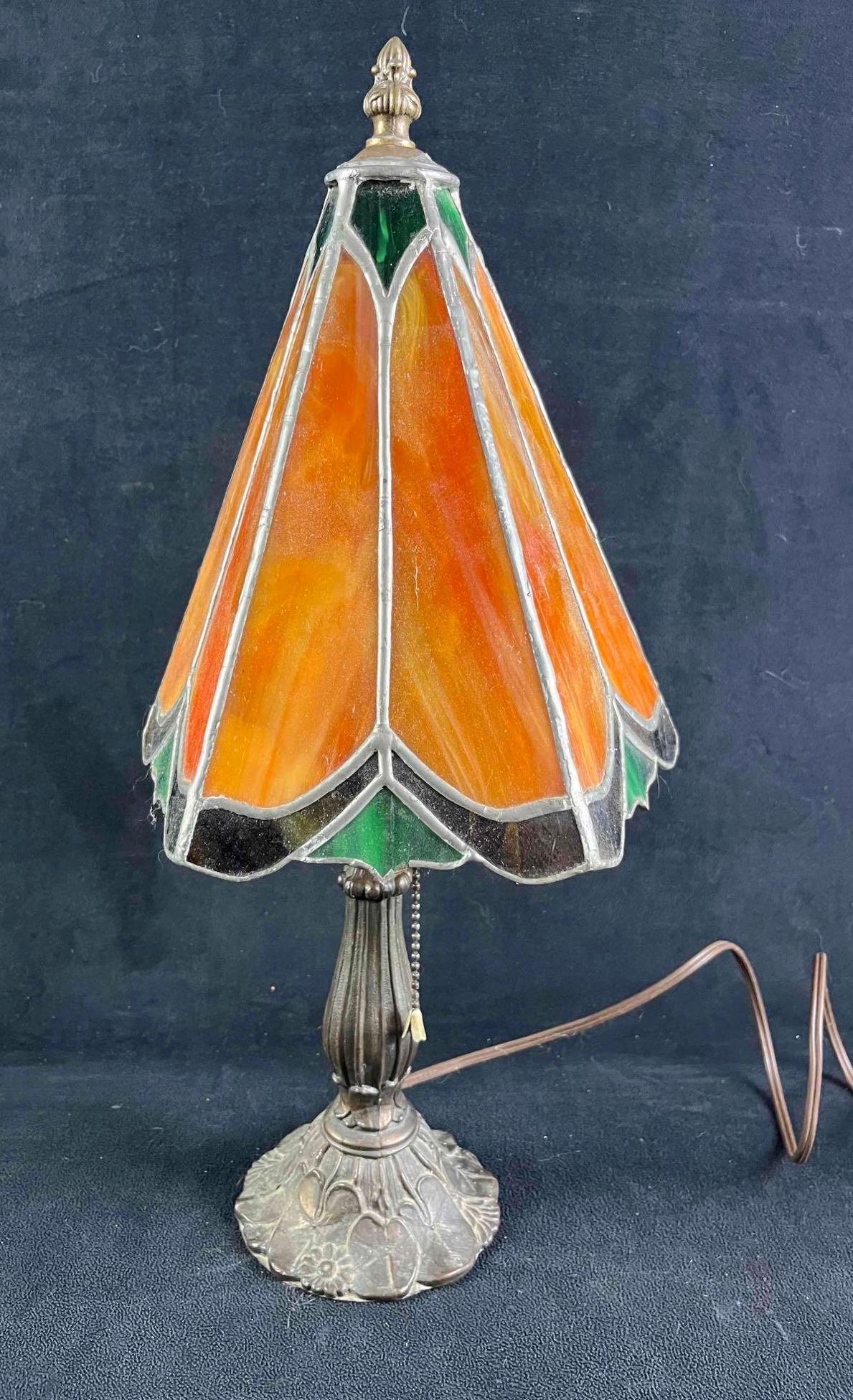 Small Tiffany Style Lamp Brass Base (1 of 10)