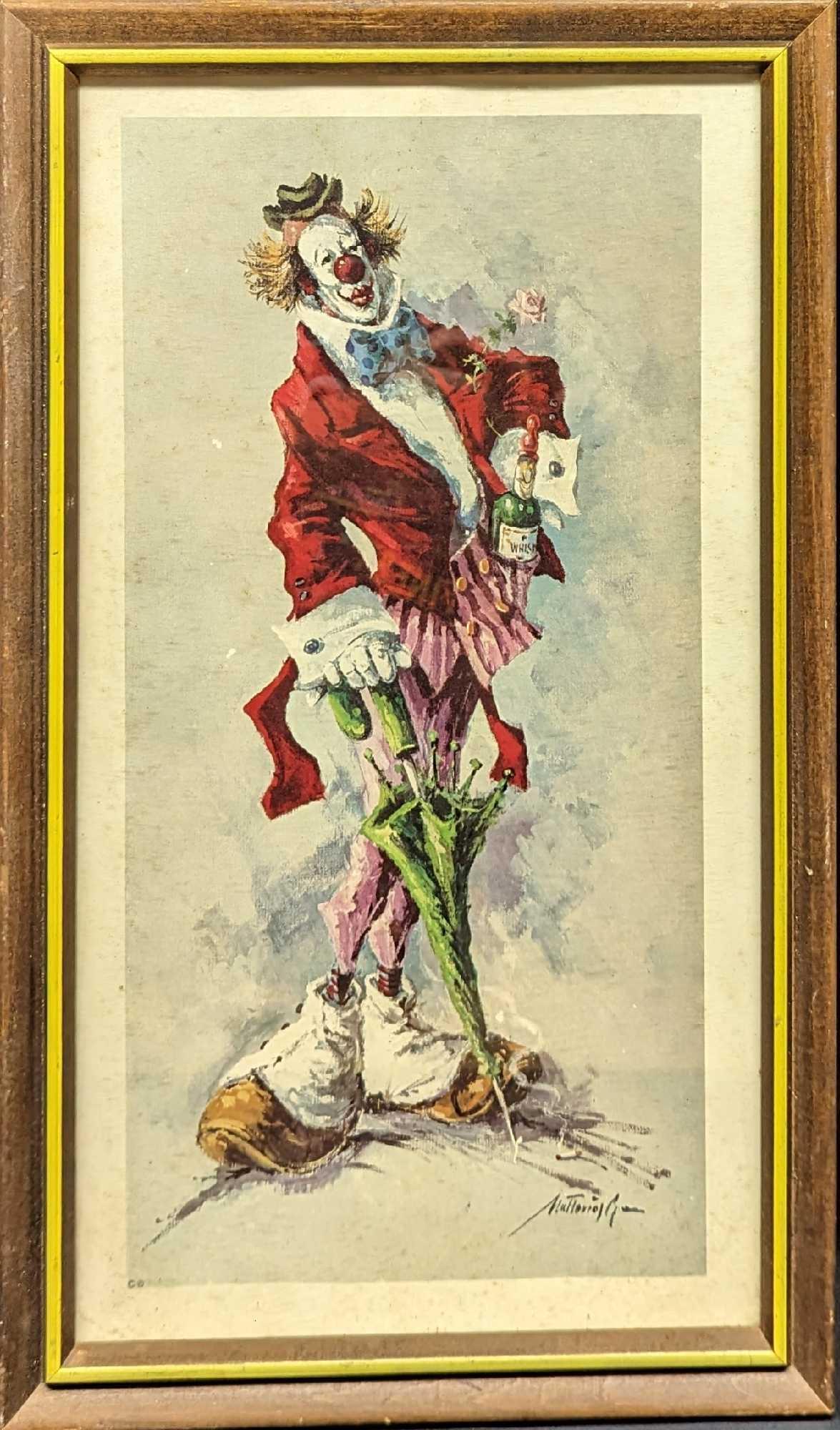 Vintage Framed Mut Torroja Clown With Umbrella Print (1 of 7)