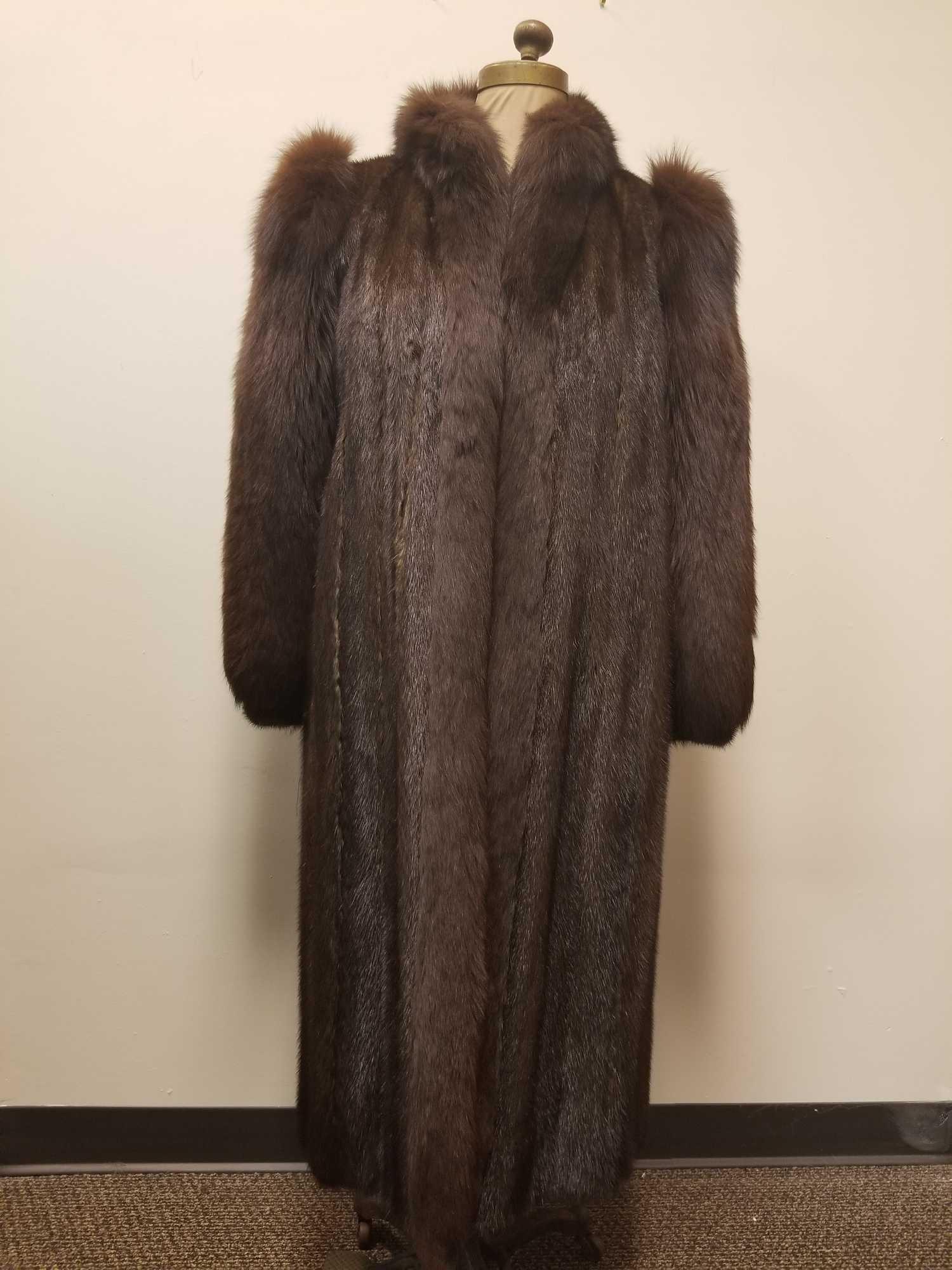 Full Length Mink with Fox Trim And SHoulders Fur Coat (1 of 5)