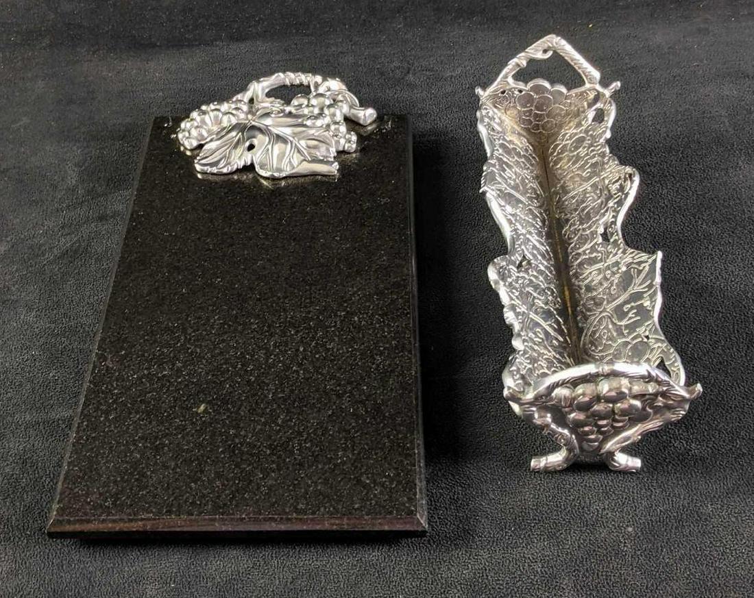 Granite Cheeseboard and Cracker Stand Grape Design (1 of 5)