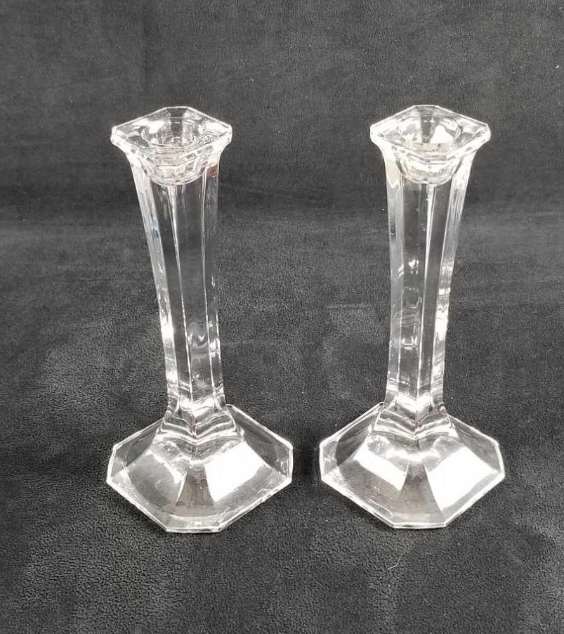 Two Square Crystal Candlesticks Clear (1 of 7)