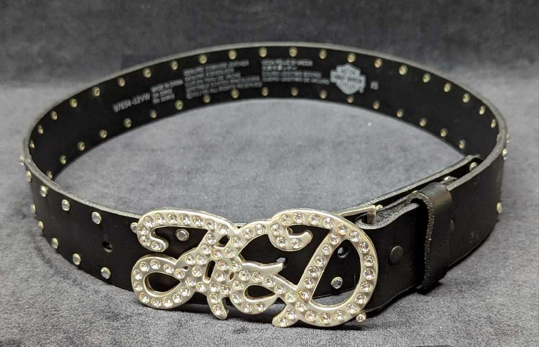 Harley Davidson Women's Xs Rhinestone Leather Belt