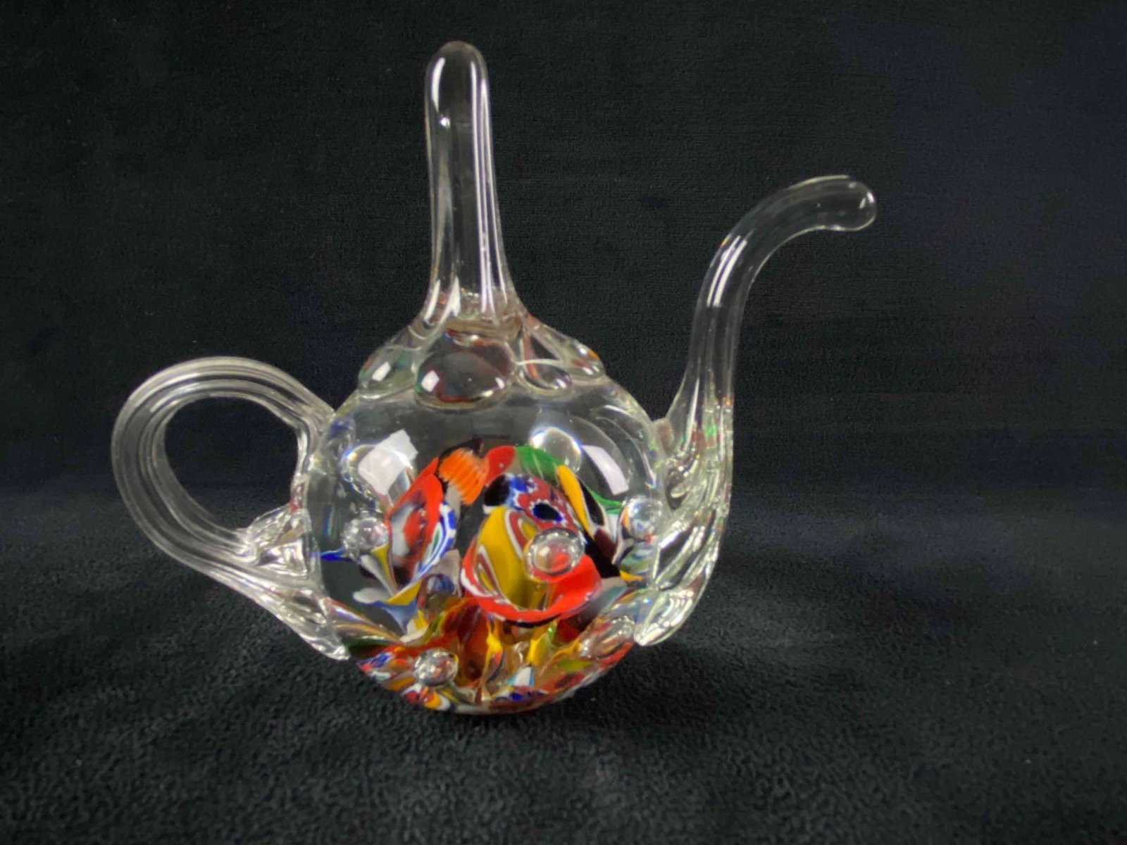 Joe St Clair Controlled Bubble Trumpet Flowers Tea Kettle Paperweight (1 of 6)