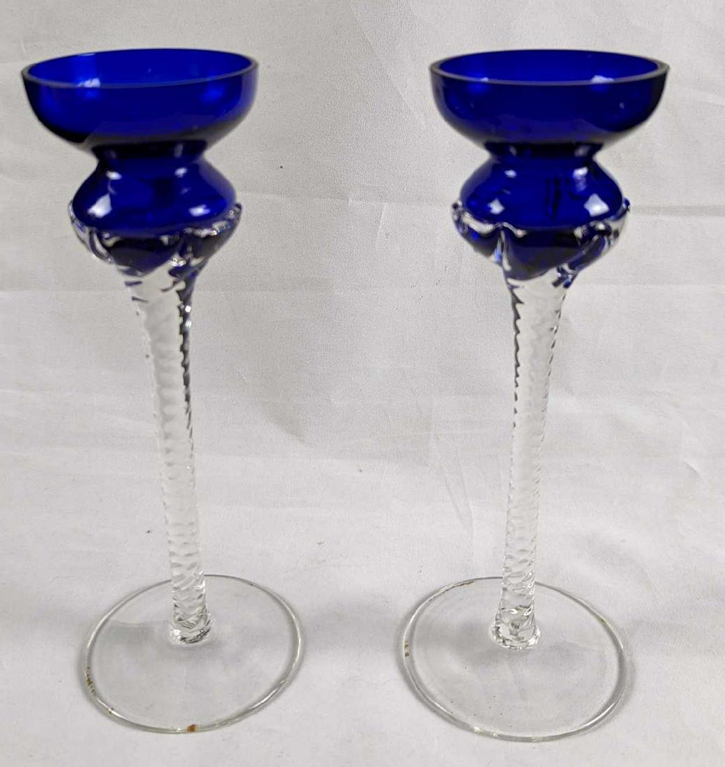 2 Vintage Cobalt Glass Candle Holders (1 of 5)