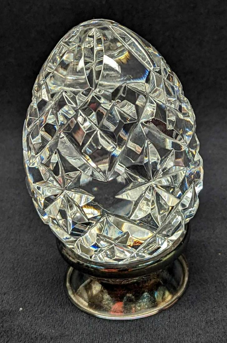 Waterford Crystal 1991 Egg With Silverplated Stand (1 of 6)