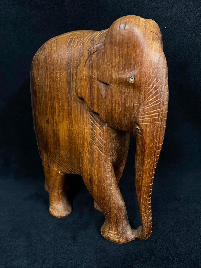 Vintage Wood-Carved Elephant Statue (1 of 6)