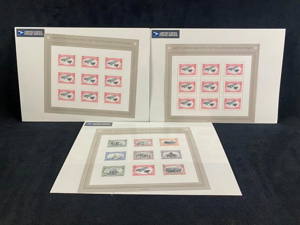 3 USPS "Trans-Mississippi" Reissue Stamp Sheets (1 of 5)