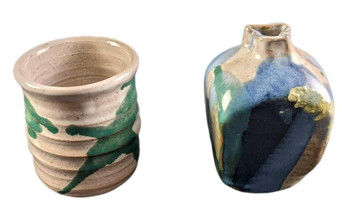 Two Pottery Ceramic Glazed Mini Vases (1 of 9)