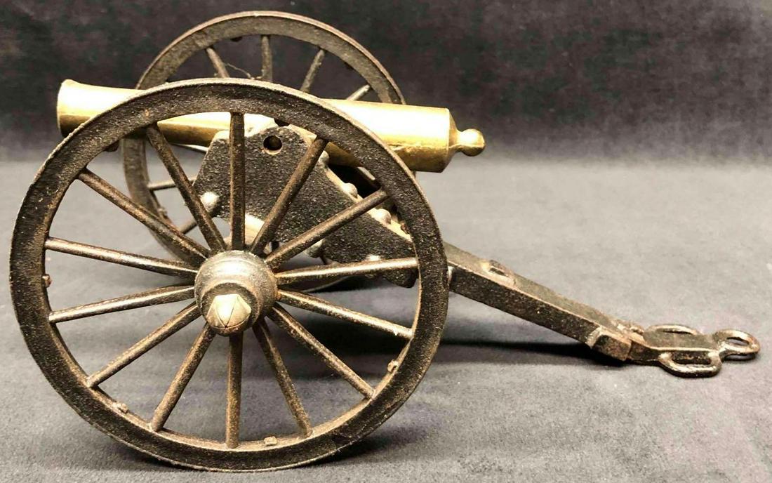 Vintage Penn Craft Cast Iron & Brass Miniature Big Wheel Cannon (1 of 8)