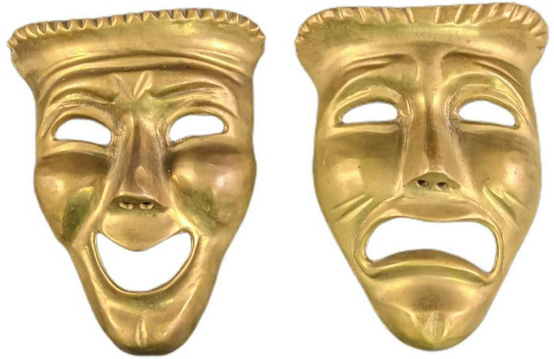 Brass Comedy Tragedy Masks Theater Drama Wall Decor (1 of 7)