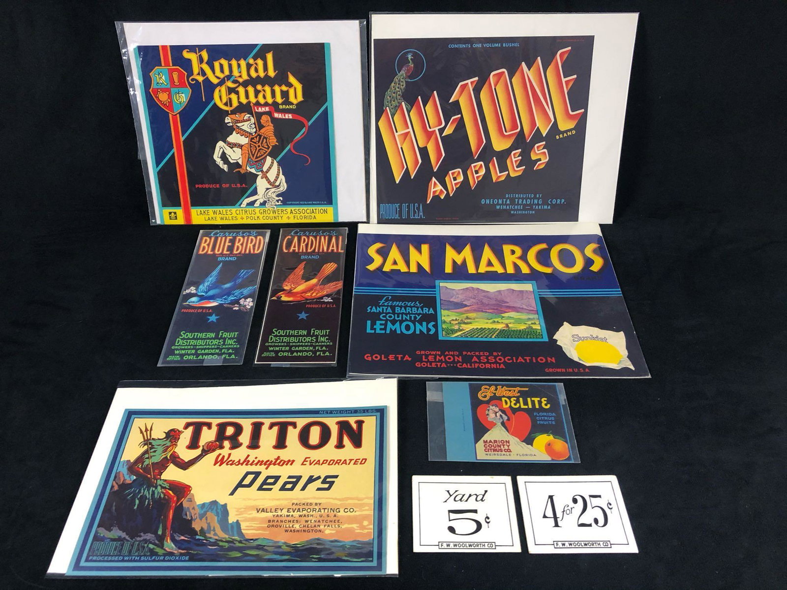 Vintage Lot Of Nine Original 1920's - 1930's Advertising labels (1 of 8)