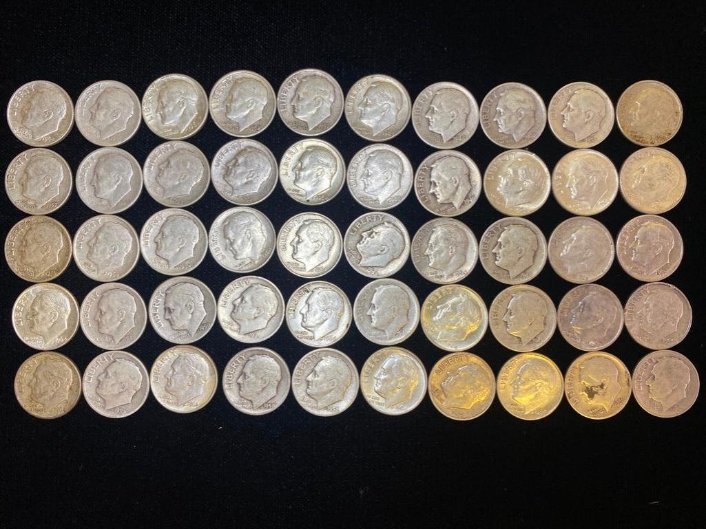 Mixed Date Lot of 50 Silver Dimes (1 of 6)