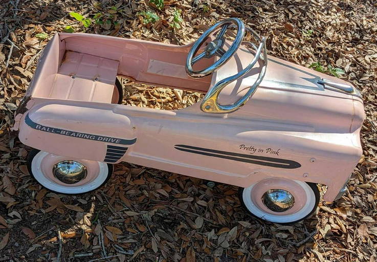 Vintage Pretty In Pink Pedal Car